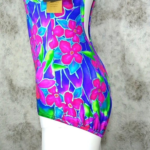 NWT Jantzen Botanical Beauty Lingerie One Piece Floral Print Swim Wear Size 14 - Picture 6 of 17